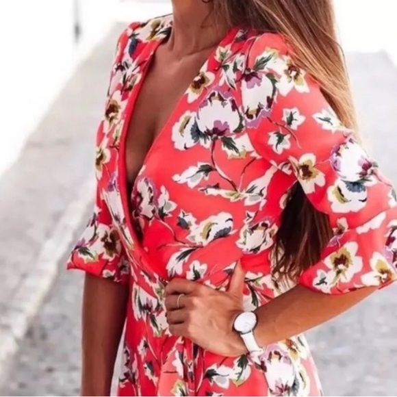 Zara Floral Wrap Romper Dress - Picture 2 of 15